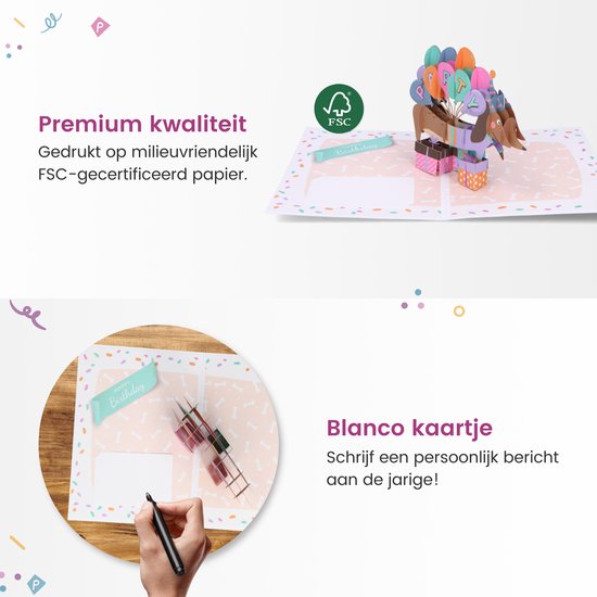Partizzle, 1 carte d'anniversaire pop-up 3D « Teckel » avec enveloppe - Cartes d'anniversaire - Cartes pop-up - Adultes et enfants - 15 x 21 cm