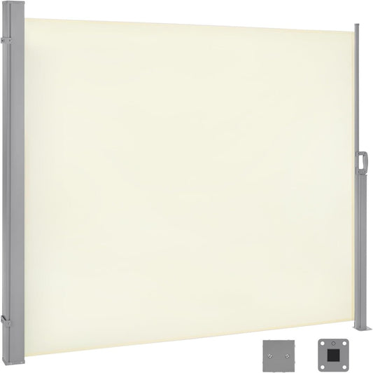 WOLTU Store latéral rétractable 180 x 350 cm - Protection contre les regards indiscrets - Protection solaire et coupe-vent - Crème