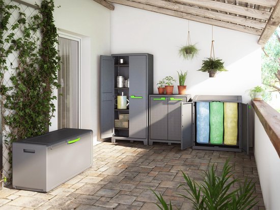 Keter Moby - Armoire haute - 4 étagères - 150kg max - 80x44x182 cm - Plastique - Anthracite