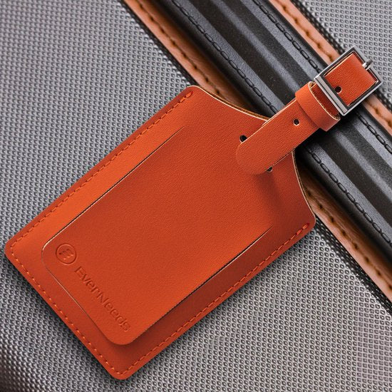 EverNeeds Etiquette de bagage - Etiquette de bagage pour valises - Etiquettes de bagage - Cuir PU - Orange - 2 pièces