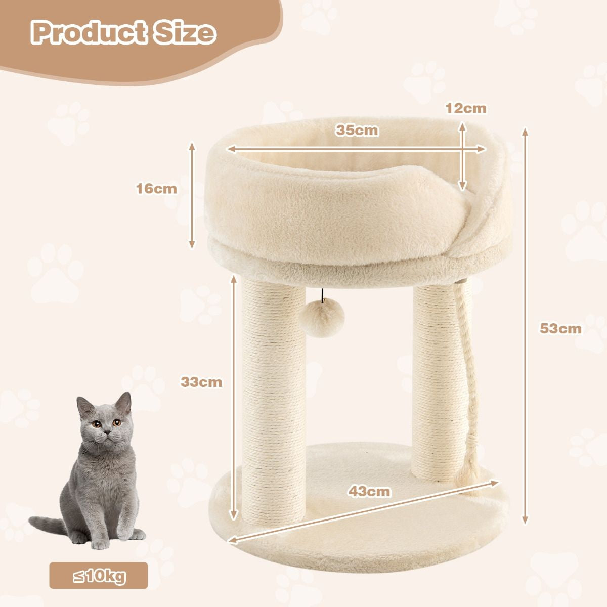 Arbre à chat Coast Cat Tree griffoir pour chat avec chaise douce tour sistal pour chat beige