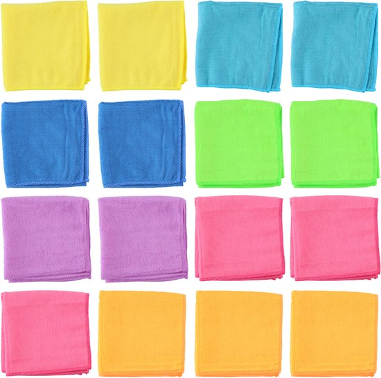 Dirt Devil Chiffons en microfibres - 16 pièces - Chiffons en microfibres - Chiffons pour fenêtres - Durable - Plusieurs couleurs