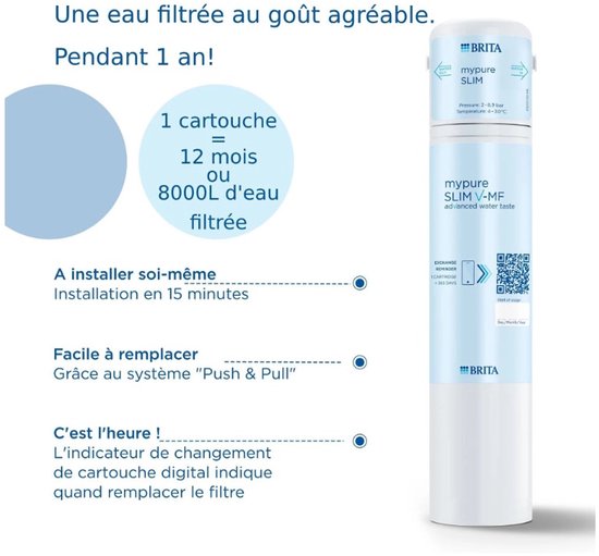 Système de filtration d'eau - BRITA - Mypure SLIM V-MF - 2 pressions - 6,9 bars max. - 8 000 L d'eau filtrée / 12 heures