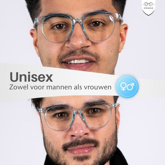 LC Eyewear Display Glasses - Lunettes à lumière bleue - Etui à lunettes inclus - Unisexe - Transparent bleu