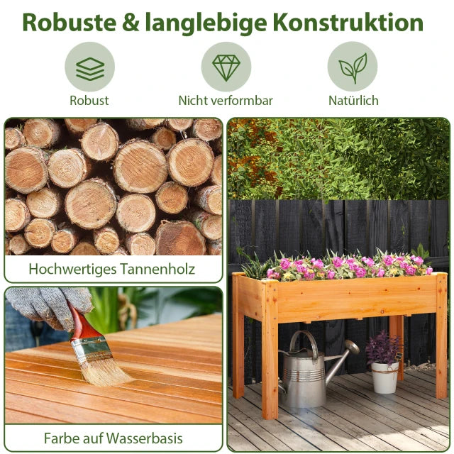 Coast Raised Planter Red Brown - Bac de cuisine en bois avec trous de drainage - 120 x 60 x 82 cm
