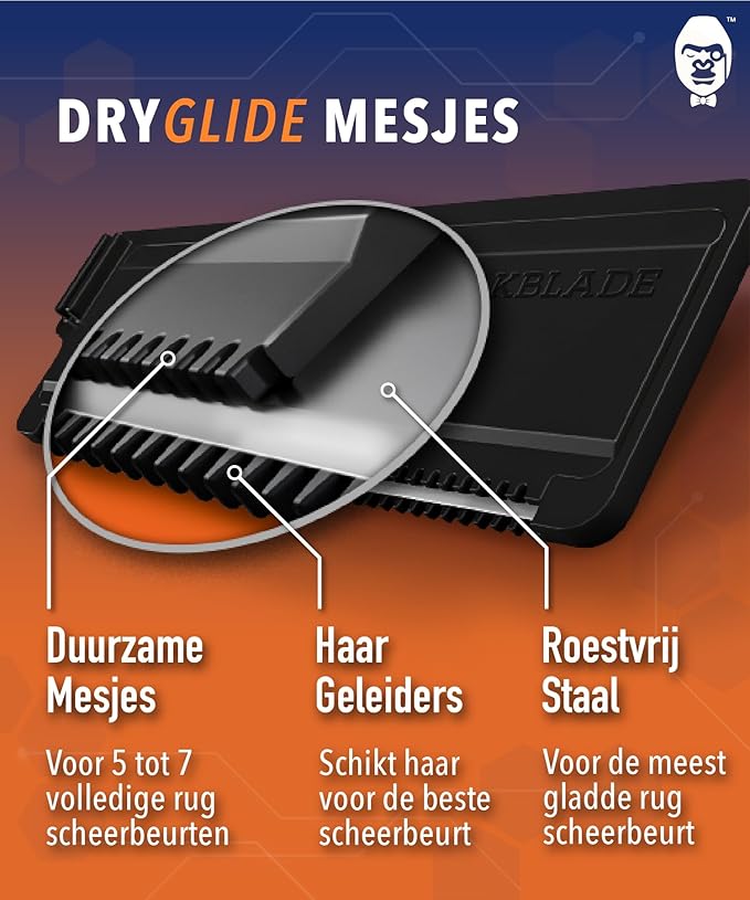 baKblade Lames de rasoir - Dryglide Cartouches de recharge - 6 pièces - Noir