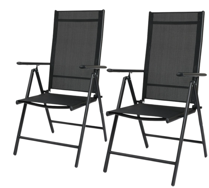 Lifa Garden Lot de 2 chaises de jardin en aluminium - réglables - max 120 kg - 69 x 56 x 106 cm - noir