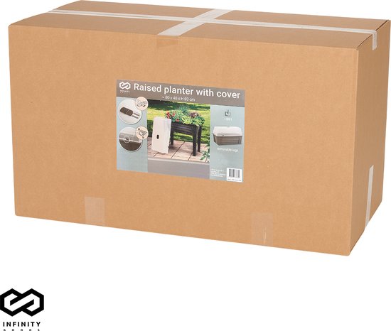 Infinity Goods Kweektafel Op Poten XXL - Kweekbak - Rechthoekig - 75 x 37 x 85 cm - 70L - Kweektuin - Buiten en Binnen - Deksel - Zwart