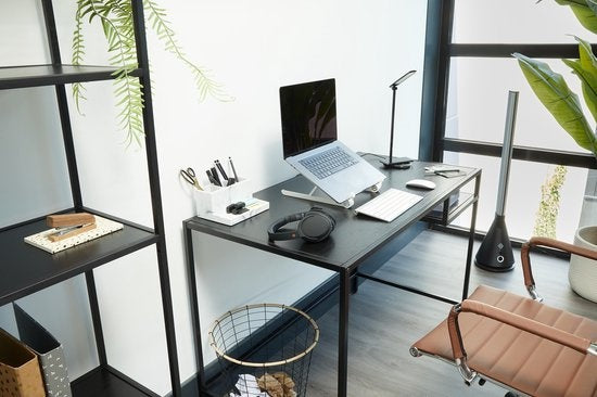 Lifa Living - Bureau industriel - Noir - Métal - MDF - avec base - Design épuré - 114 x 60 x 76 cm