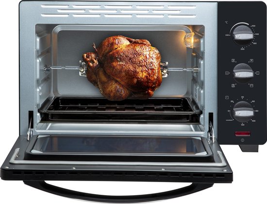 Four autonome Inventum OV307B - 30 L - Chaleur tournante - Broche rotative - 100-230 °C - 5 modes de cuisson - Noir
