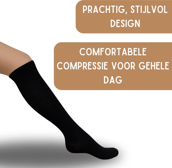 Chaussettes de compression 1 paire Chaussettes de soutien Femmes et Hommes - Chaussettes de compression - Chaussettes de course - Chaussettes de sport - Noir - Taille 41-45 L/XL