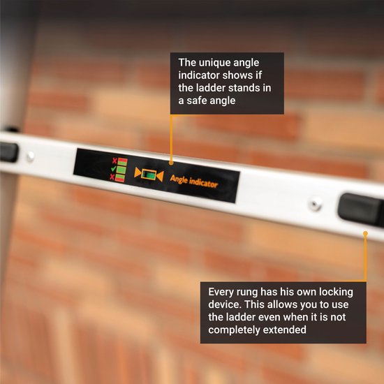 Batavia Echelle télescopique 2.63m - SoftClose & AntiSlip - Longueur étendue 263cm - Anti-slip - Soft-close breveté - Charge max 150kg - Hauteur de travail 363cm - Giraffe Air