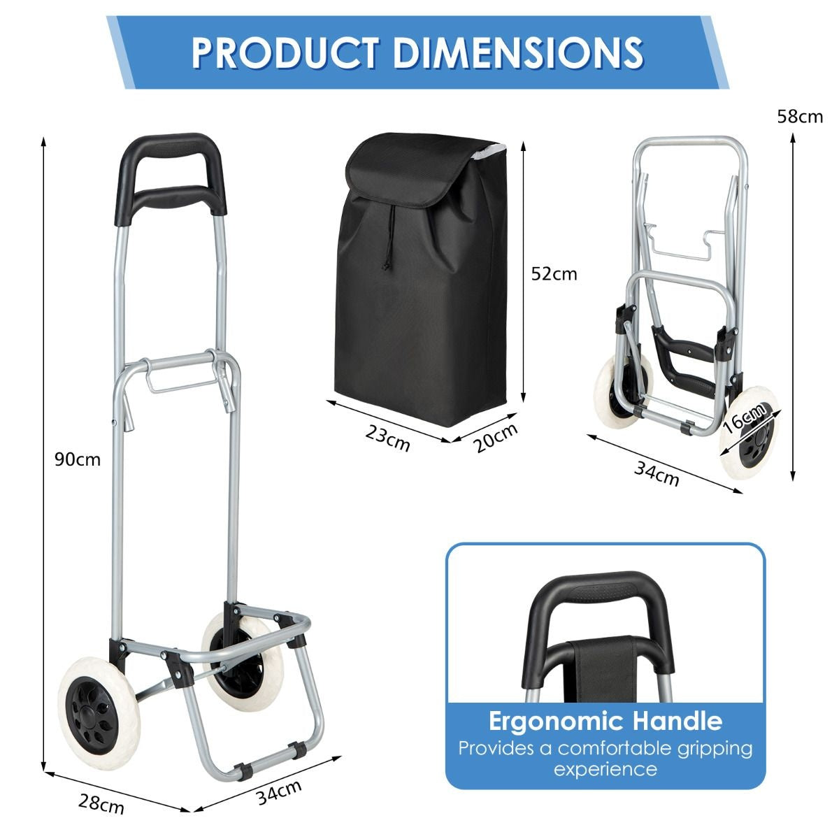 Coast Chariot de supermarché - Max. 35 kg - Noir