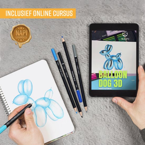 NAPI 72 Crayons de couleur avec cours vidéo - Set professionnel - Crayons à base d'huile - Set de dessin pour adultes et enfants