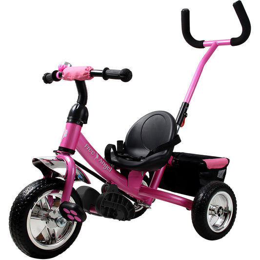Spielwerk Tricycle pour Enfants Engel - Métal - Guidon de Poussée - Rose