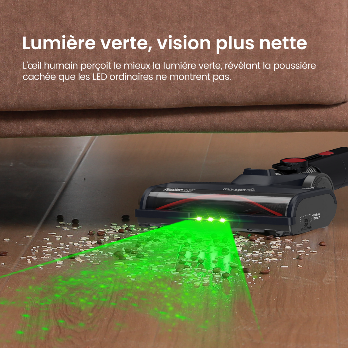 Aspirateur sans fil MonsgaClean M100 - Rouge - 55 000 Pa - 45 min - 1,8 L - Écran tactile - Anti-enchevêtrement - LED verte