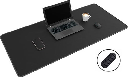 WURK Tapis de bureau professionnel en caoutchouc - Organisateur de bureau - Accessoires de bureau - Tapis de souris XXL- Inclut un clip de câble - 120x60 - Noir