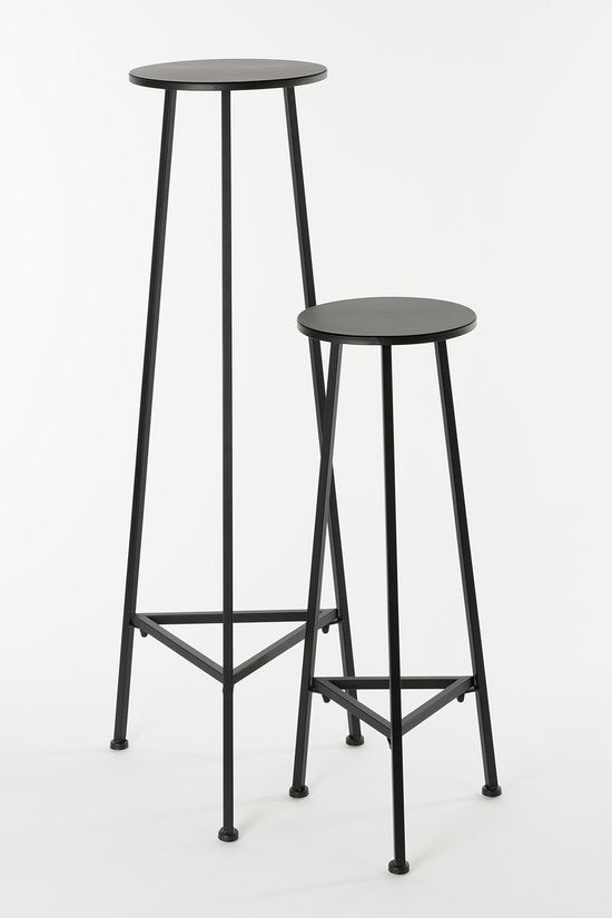 Mica Decorations Table à plantes - H120 x Ø35 cm - Métal - Noir