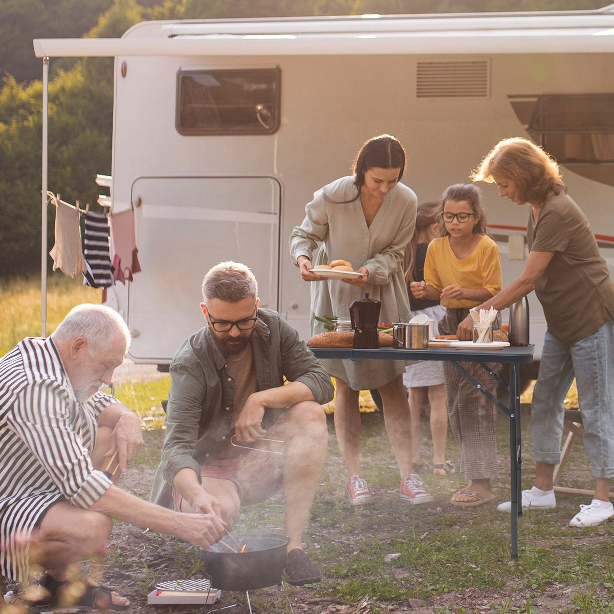 Table pliante - LifeGoods - 60x120cm - Table de camping - Résistante aux intempéries - Table pliante - Noir