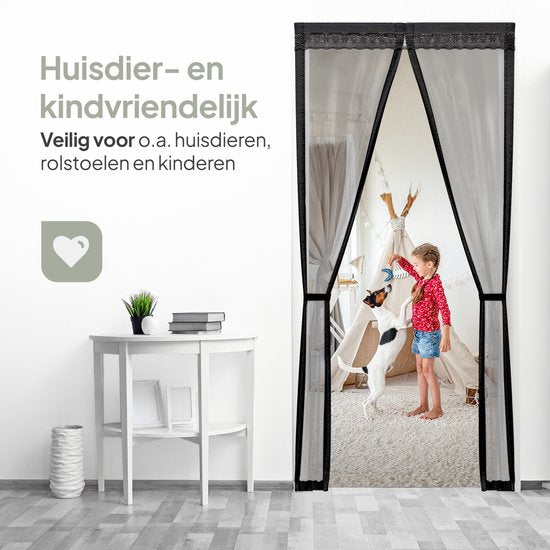 O'DADDY Rideau de porte Deluxe FIBER - Rideau à lames magnétiques - Pour nouvelles constructions et portes standard - Installation facile - Noir Hor - 100x240 cm