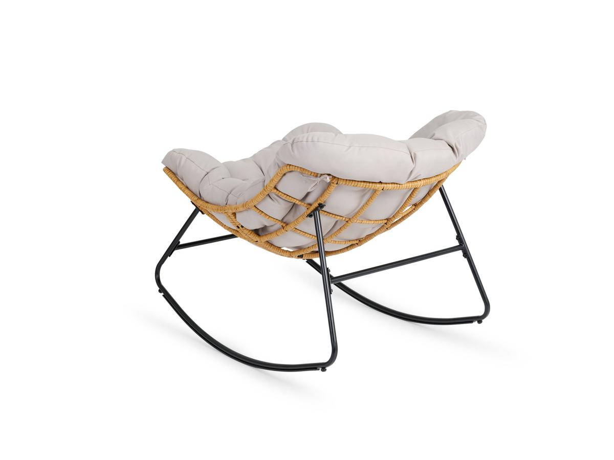 Fauteuil à bascule en rotin Lifa Garden avec coussin - Naturel - 110 x 70 x 90 cm