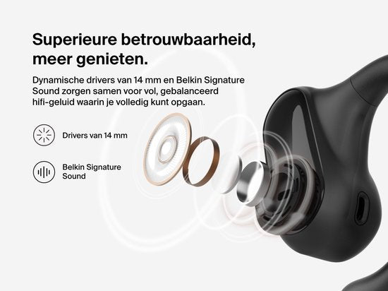 Belkin SoundForm ClearFit - Écouteurs de sport ouverts sans fil - Noir