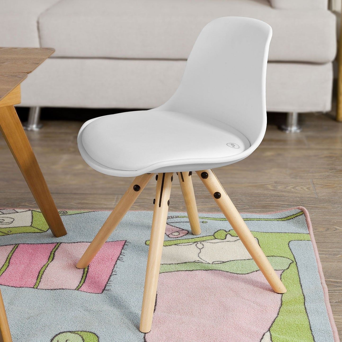 SoBuy Chaise haute avec siège rembourré - 34 X 34 X 56 Cm - Blanc