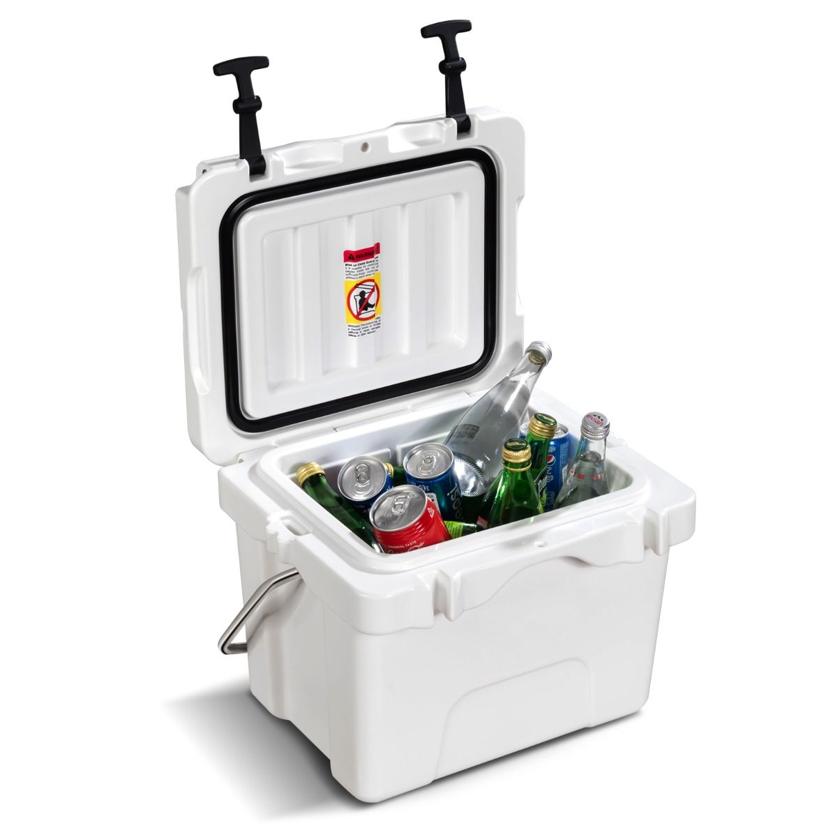 Glacière Coast - 15 litres - avec poignée et bouchon de vidange - 2 porte-gobelets - blanche