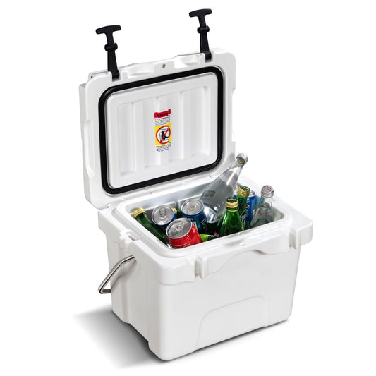 Glacière Coast - 15 litres - avec poignée et bouchon de vidange - 2 porte-gobelets - blanche