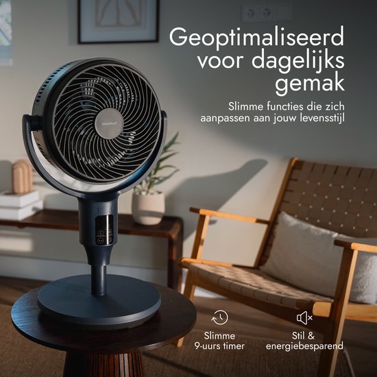 Ventilateur Bloomfold Breeze - 108 cm - Bleu nuit - Commande tactile - Oscillation 3D - Minuterie - 9 vitesses