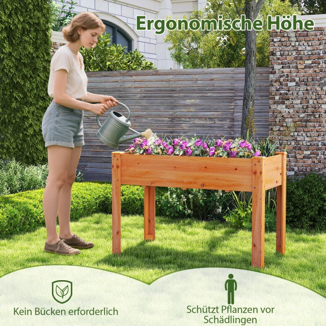 Coast Raised Planter Red Brown - Bac de cuisine en bois avec trous de drainage - 120 x 60 x 82 cm