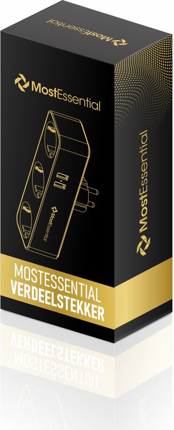Multiprise MostEssential Premium 5-en-1 - Multiprise - 3 prises électriques et 2 ports USB - Horizontale - Blanche