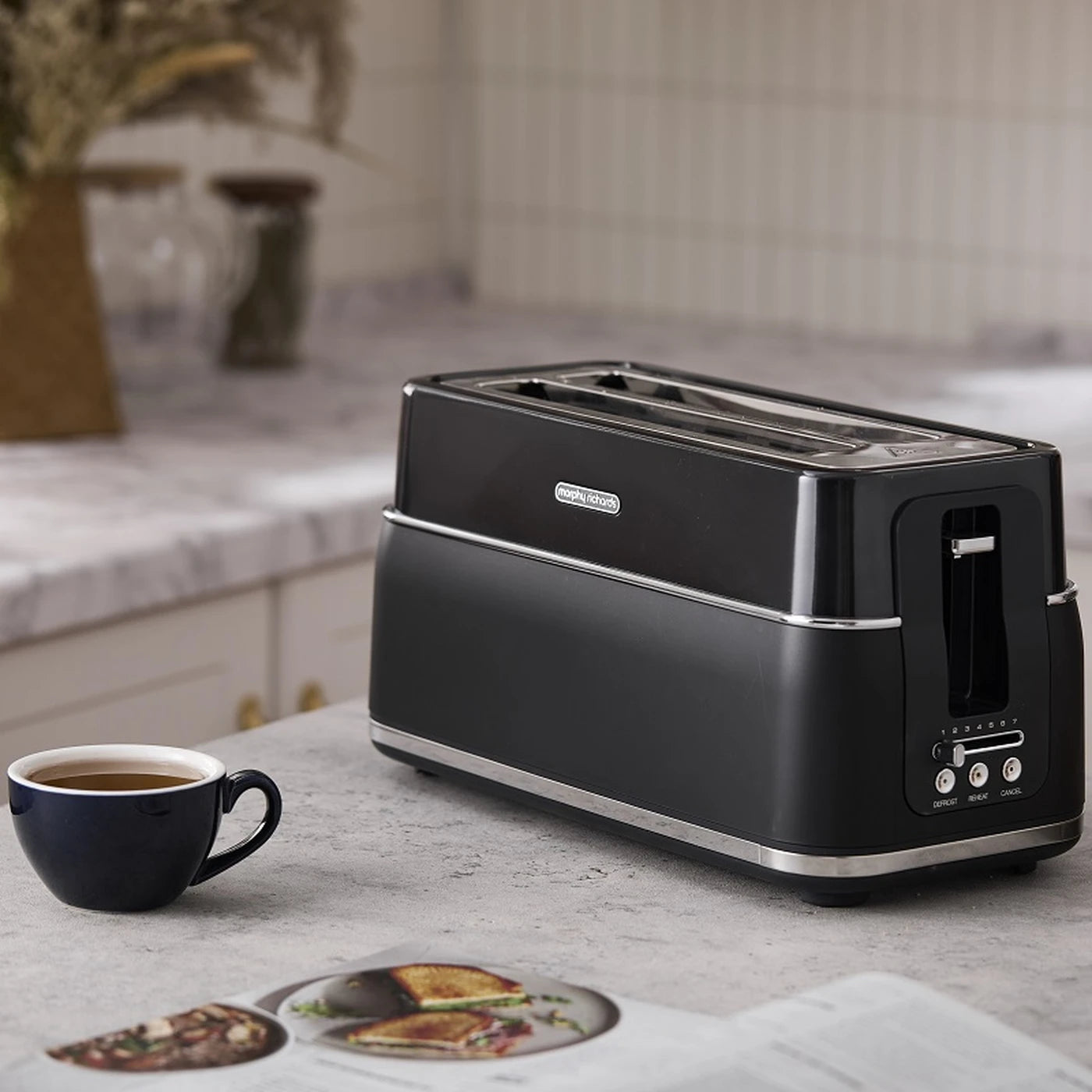 Grille-pain Morphy Richards Signature pour 4 tranches - Fentes extra-longues - 1 800 W - 40 x 20 x 20 cm - Noir