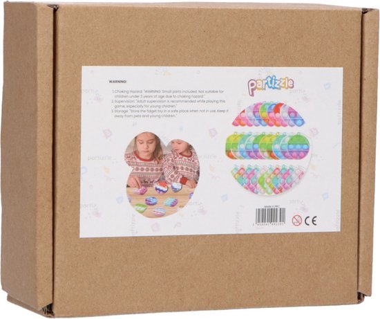 Partizzle 24x Pop It Fidget Toys Keychains Pack - Popit Handout Gifts Heart - Grabbelton Treat Gifts - For Kids