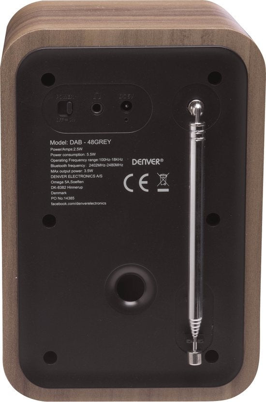 Denver Radio DAB - Radio rétro - Bluetooth - Radio DAB+/ FM - DAB48G