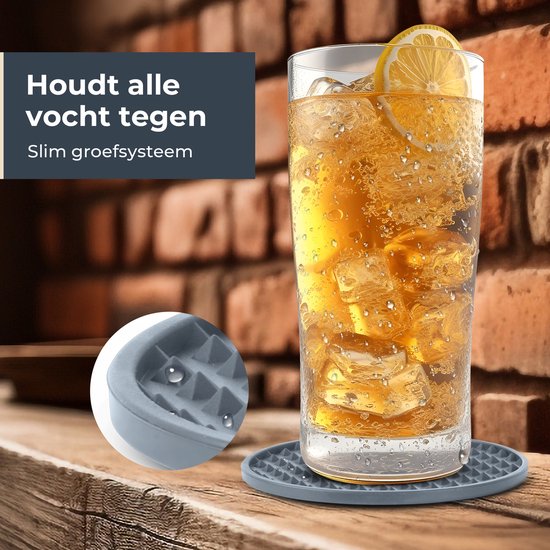 Castagnola Sous-verres en silicone - Sous-verres pour verres - Sous-verres design avec support - Sous-verres - Antidérapants - Lot de 14 - Gris