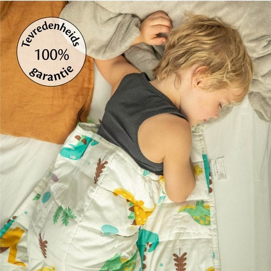 Ella® Couverture lestée Enfant 2.4kg - 90 x 120cm - Couverture lourde - OEKO-TEX Coton - Dino