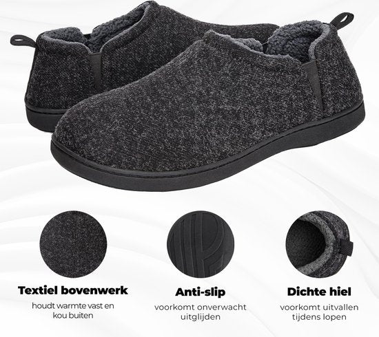 Chaussons Homme - Chaussons - Noir - Antidérapant - Taille 44/45 - Comfeet