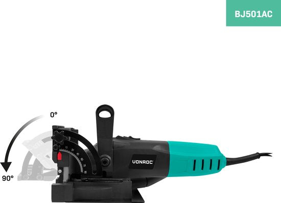 VONROC Flap cutter 900W - Dowel cutter - Inclus 50 lames (taille 20) et sac de collecte des poussières