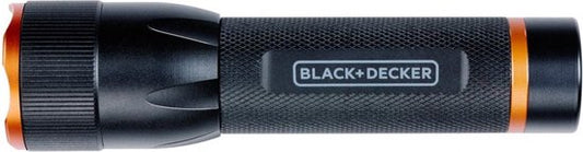 BLACK+DECKER Lampe de poche LED 120 Lumen - 3W - 140M Portée - 3 modes d'éclairage : Haut, Bas, Pulsé - Noir/Orange