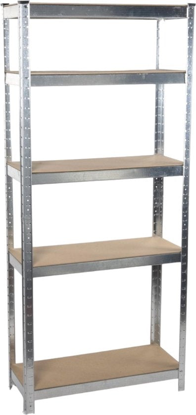 Kinzo - Armoire à racks (Heavy Duty) - 5 étagères en MDF, Max. 750 kg, montage sans vis - 172 x 75 x 30 cm - Métal/MDF - Gris/Brun
