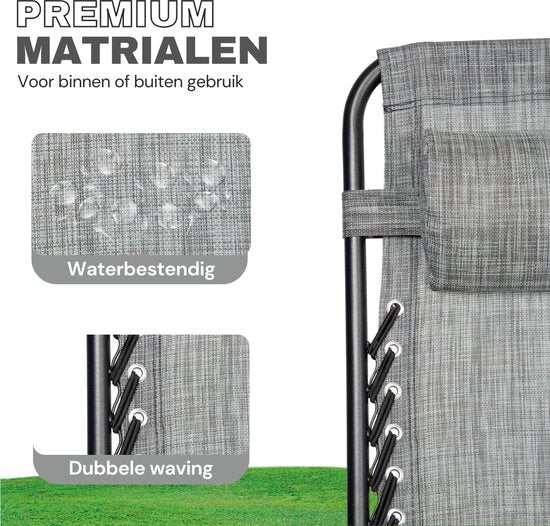Vaive Luxury Garden Chairs Duoset - Chaise de jardin et chaise longue réglables - 30°-90° réglable - Jardin - Métal - Gris