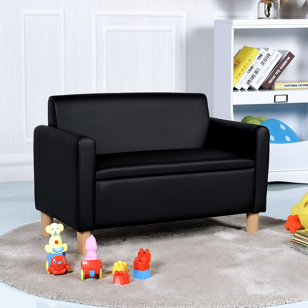 Banc pour enfants Coast - Rangement caché - 80 x 41 x 53 cm - Noir