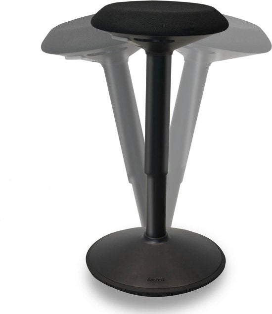 Tabouret oscillant noir Backerz| Hauteur 55–80 cm | Tabouret d’équilibre | assis-debout | Chaise de bureau ergonomique - noir