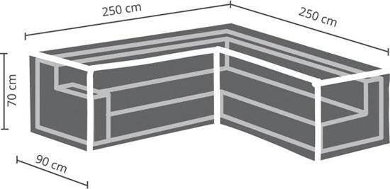 Housse extérieure pour set de jardin - Perel - En forme de L - 250 cm x 250 cm x 70 cm - Gris