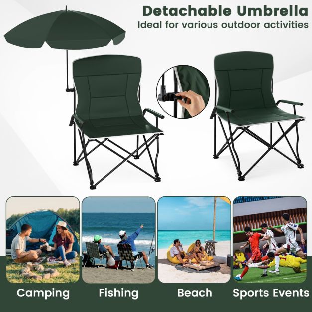 Chaise de camping pliable Coast avec parasol - Rembourrée - 150 kg - Sac de transport