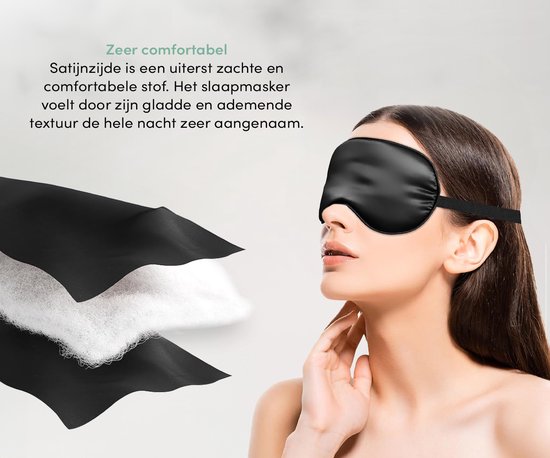 Loti Premium Silk Sleep Mask + Storage Pouch - 100% Darkening Eye Mask - Adjustable - Blindfold - Silky Soft - Anti-wrinkle - Eye Mask - Sleep Mask - Black