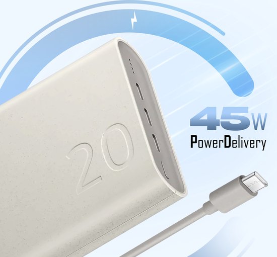 Batterie externe Samsung à charge rapide 45 W - 3 ports USB-C - 20 000 mAh - Beige