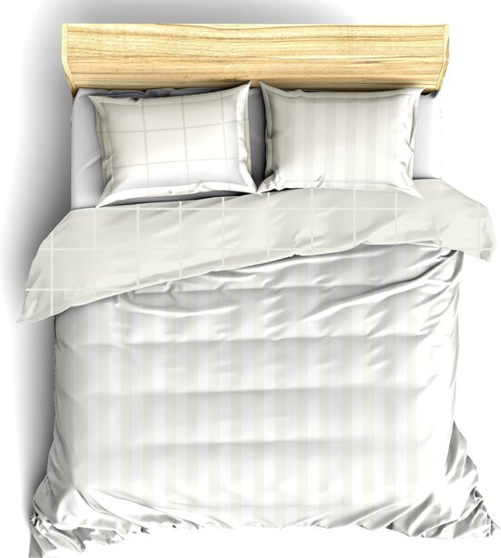 Housse de couette De Witte Lietaer en satin de coton Zygo - Lit jumeaux - 240 x 220 cm - Ivoire