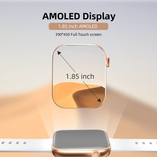Maoo ProWatch AMOLED Smartwatch Femme et Homme - Bracelet milanais et 3 bracelets en silicone - Podomètre - Moniteur de fréquence cardiaque - Moniteur de pression artérielle - Moniteur de sommeil - Multisport - Convient à Android et iOS - Or rose